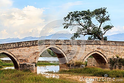 Ancient arches bridge in south China Stock Photo