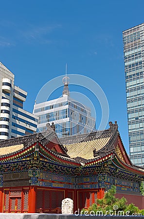 Ancient architecture and contemporary architecture Stock Photo