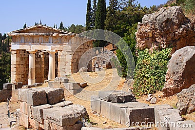 Ancient architecture in Delphi, Greece Stock Photo