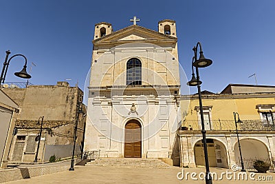 Main Facade of Parish of the Immaculate Heart of Mary Parocchia Sacro Cuore Immacolato di Maria in Rosolini, Province of Syracus Stock Photo