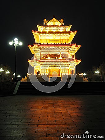 Ancient Architecture Night lights Stock Photo