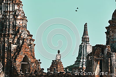 Ancient architecture Wat Chai watthanaram at Ayutthaya Thailand Stock Photo