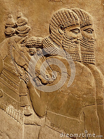 Ancient Assyrian wall carving Stock Photo