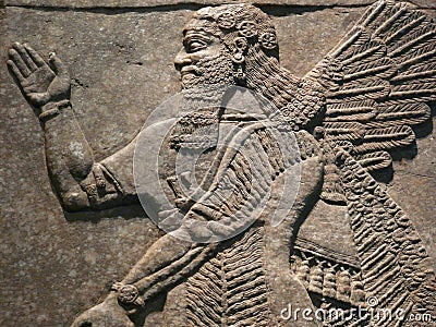 Ancient Assyrian wall carvings Stock Photo