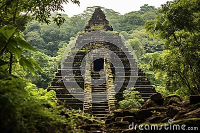 ancient aztec pyramid in the jungle Stock Photo