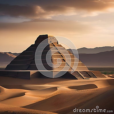 An ancient Babylonian ziggurat towering over the desert landscape3 Stock Photo