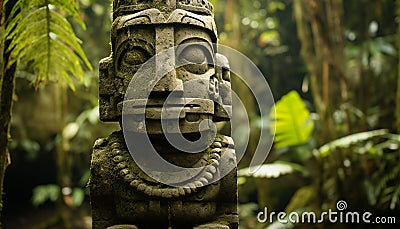 Ancient Balinese sculpture symbolizes indigenous culture and spirituality generated by AI Stock Photo