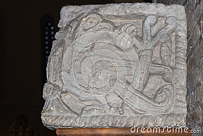 Ancient mythological bird carved out of stone Stock Photo