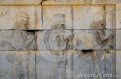 Ancient bas-reliefs of Persepolis Stock Photo