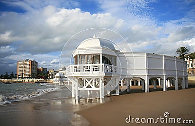 Ancient baths at Caleta beach of Cadiz, Spain Stock Photo