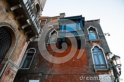 Ancient beautiful palaces in Venice, Italy. Splendid medieval architecture Stock Photo