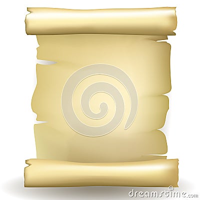 Ancient blank aged worn paper scroll Vector Illustration