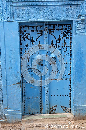 Ancient blue door Stock Photo