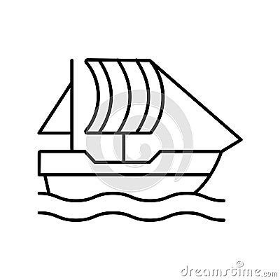 Ancient boat Outline Vector Icon that can easily edit or modify. Vector Illustration