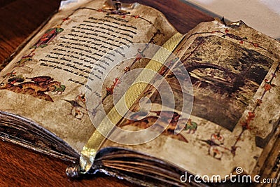 Ancient book in which a poem is written Stock Photo