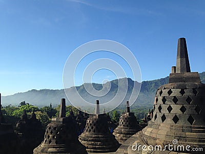 Ancient Borobudur temple, ancient city, historical architecture, buddhist religion. Stock Photo