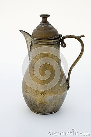 Ancient brass coffee pot Stock Photo