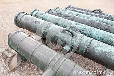 Ancient bronze cannons Stock Photo