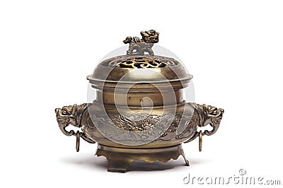 Ancient bronze incense burner Stock Photo