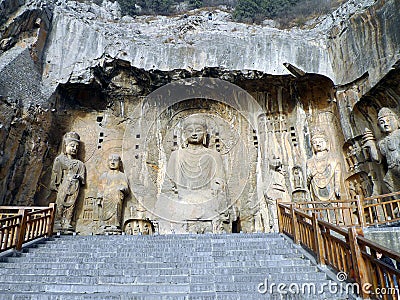 Grand Buddha in longmen Grottoes Stock Photo