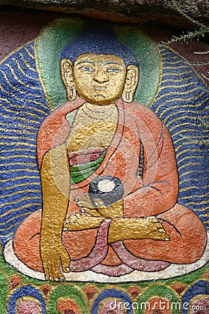 Ancient Buddha painting Stock Photo