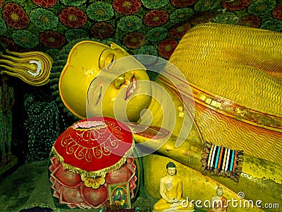 Ancient Buddha reclining statue, Sri Lanka. Stock Photo