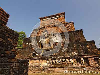 Ancient Buddha statue at Wat MahaThat ,Sukhothai Historical Park, Thailand Stock Photo