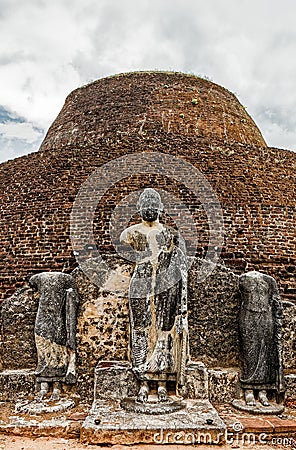 Ancient Buddhist dagoba (stupe) Pabula Vihara. Ancient city of Polonnaruwa Editorial Stock Photo