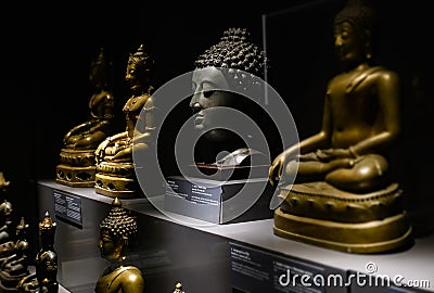 Ancient Buddhist statues Exhibited at the National Museum of Thailand Editorial Stock Photo