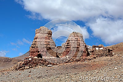 Ancient buddhist stupa in Garuda Valley, Tibet Stock Photo