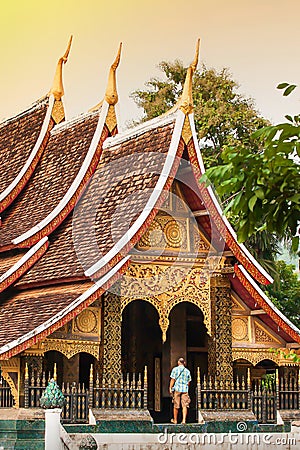 Ancient buddhist temple of Wat Xieng Thong Editorial Stock Photo