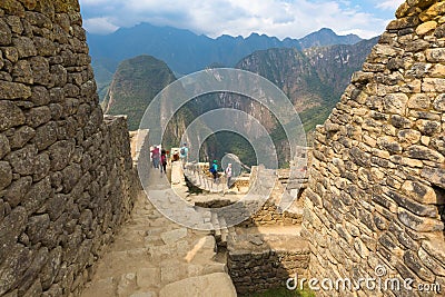 Ancient buildings of the lost city of Machu Picchu Editorial Stock Photo