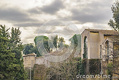 Ancient Buildings, Villa Borghese Park, Rome, Italy Stock Photo