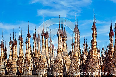 Ancient Burmese Kakku Pagodas near Inle lake, Myanmar Stock Photo