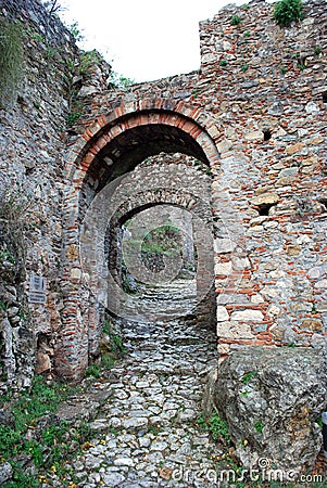 The ancient Byzantine town of Mistras Stock Photo