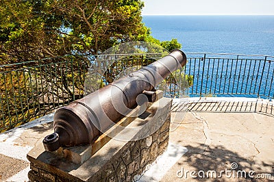 Ancient cannon in Paleokastritsa, Corfu Stock Photo