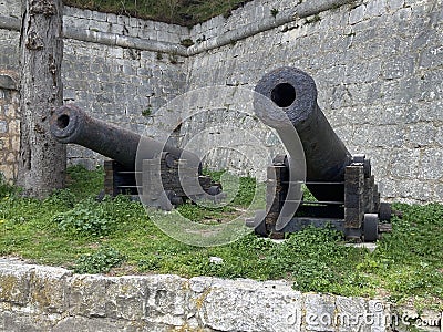 Ancient Cannons in Front Of Split Maritime Museum Editorial Stock Photo