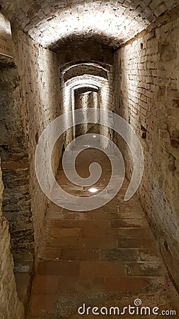 Ancient castle jail corridor Stock Photo