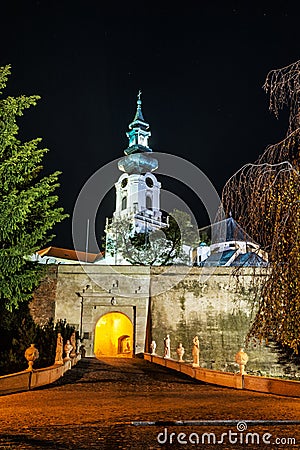 Ancient castle Nitra, Slovakia, night scene Stock Photo