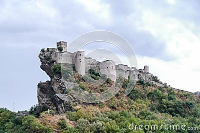 Ancient castle of Roccascalegna sited on a rocky headland Abruzzo Italy Stock Photo