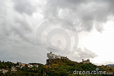 Ancient castle of Roccascalegna sited on a rocky headland Abruzzo Italy Stock Photo