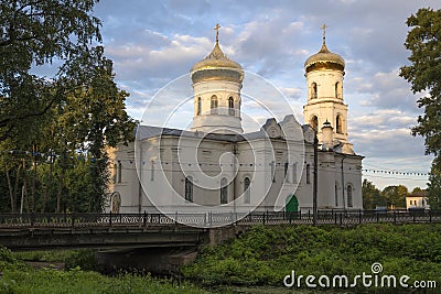 Ancient Cathedral of the Epiphany (1814). Vyshny Volochek, Russia Stock Photo