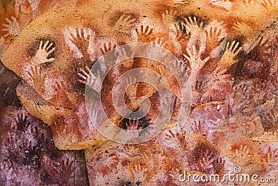 Ancient Cave Paintings in patagonia Stock Photo