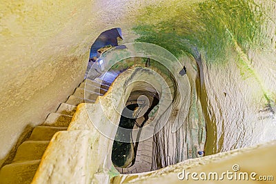 Ancient cave with a staircase, in Bet Guvrin Stock Photo