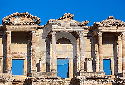 Ancient Celsius Library in Ephesus Turkey Stock Photo