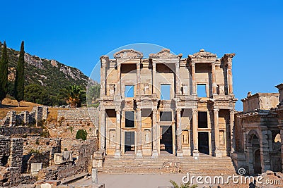 Ancient Celsius Library in Ephesus Turkey Stock Photo