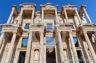 Ancient Celsius Library in Ephesus, Turkey Stock Photo