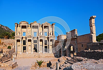 Ancient Celsius Library in Ephesus Turkey Stock Photo
