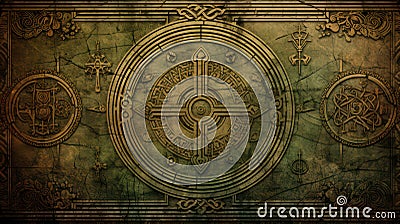 Ancient celtic background with big round symbol created with Generative AI Stock Photo