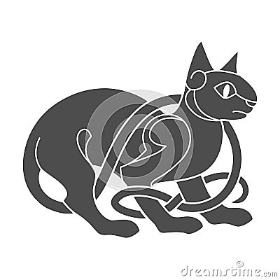 Ancient celtic mythological symbol of cat. Vector Illustration